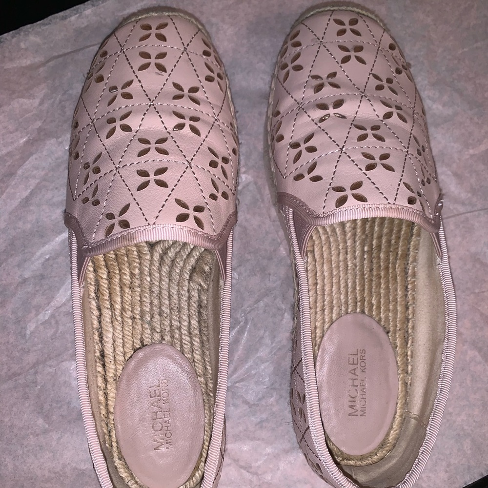 Michael Kors Leather and Canvas Loafers - Pink - Size 7